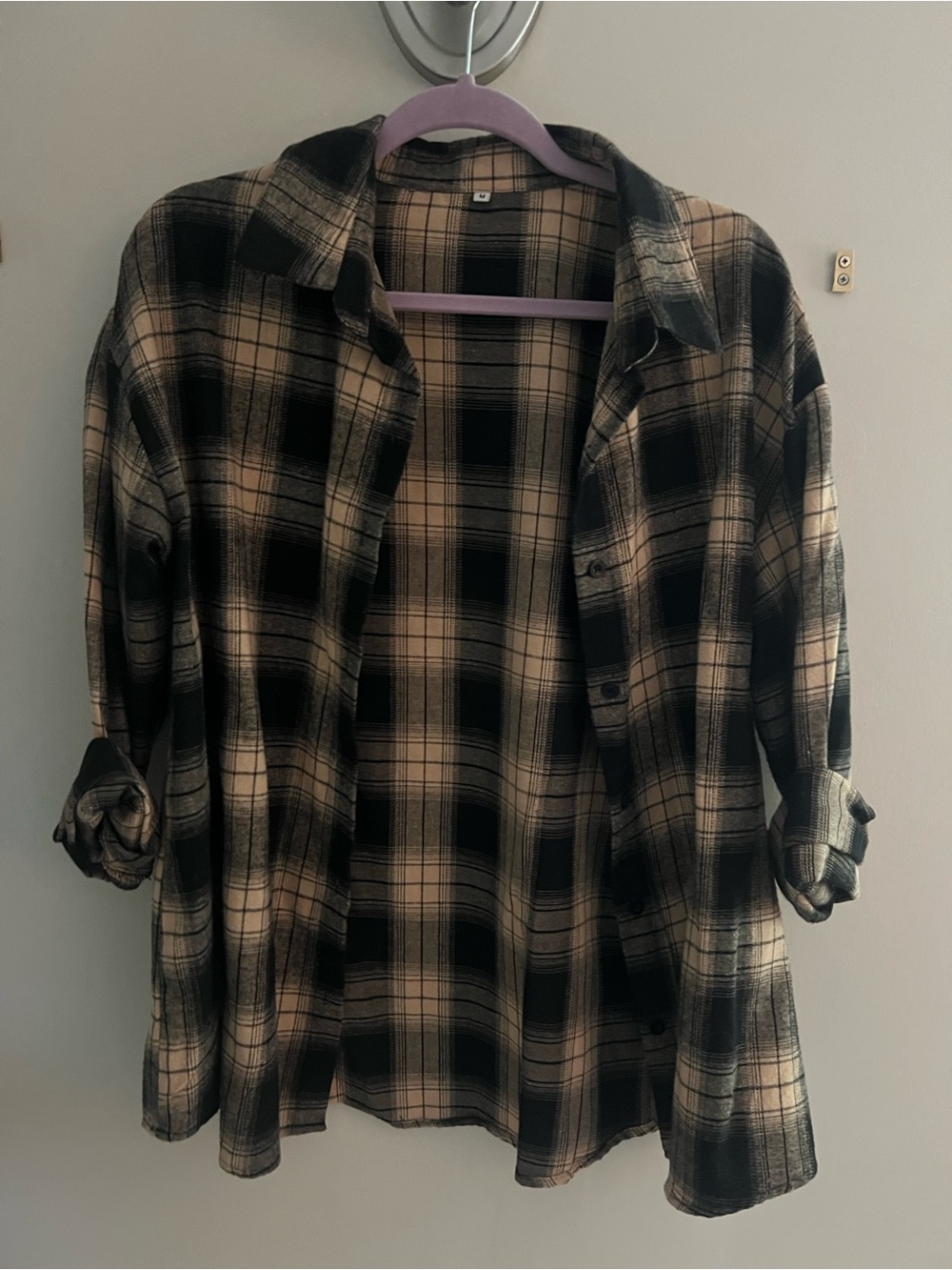 Black and Tan Plaid Shirt Jacket